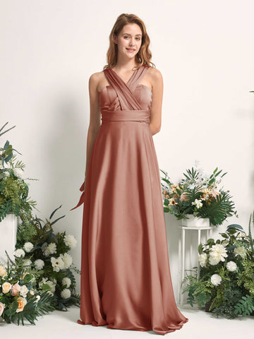 Carlyna Robe trapèze col cœur longueur ras du sol demoiselle d'honneur Terre De Sienne Brute #couleur_terre-de-sienne-brute