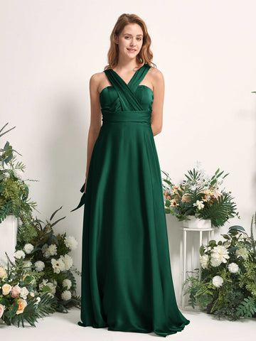 Carlyna Robe trapèze col cœur longueur ras du sol demoiselle d'honneur Vert Chasseur #couleur_vert-chasseur