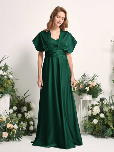 Carlyna Robe trapèze col cœur longueur ras du sol demoiselle d'honneur Vert Chasseur #couleur_vert-chasseur