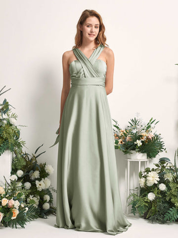 Carlyna Robe trapèze col cœur longueur ras du sol demoiselle d'honneur Vert Sauge Foncé #couleur_vert-sauge-fonc