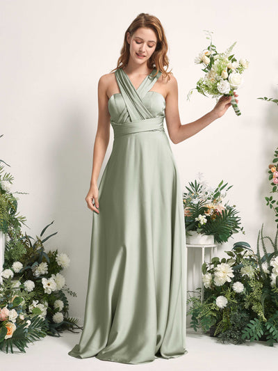 Carlyna Robe trapèze col cœur longueur ras du sol demoiselle d'honneur Vert Sauge Foncé #couleur_vert-sauge-fonc