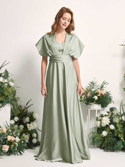 Carlyna Robe trapèze col cœur longueur ras du sol demoiselle d'honneur Vert Sauge Foncé #couleur_vert-sauge-fonc