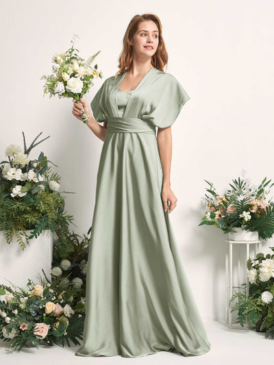 Carlyna Robe trapèze col cœur longueur ras du sol demoiselle d'honneur Vert Sauge Foncé #couleur_vert-sauge-fonc