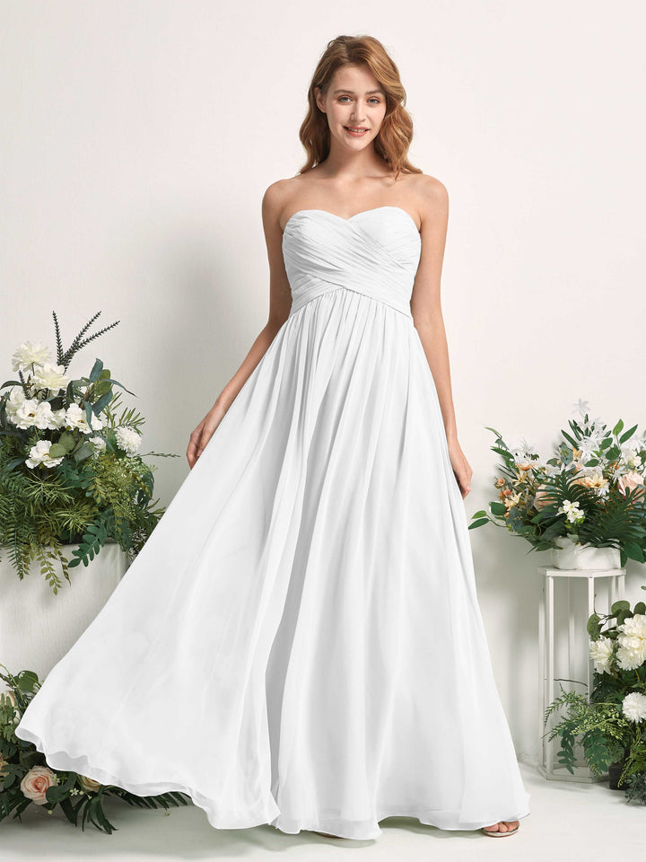 Carlyna Robe Trapèze Col cœur Longueur ras du sol Mousseline Froncé Demoiselle d&