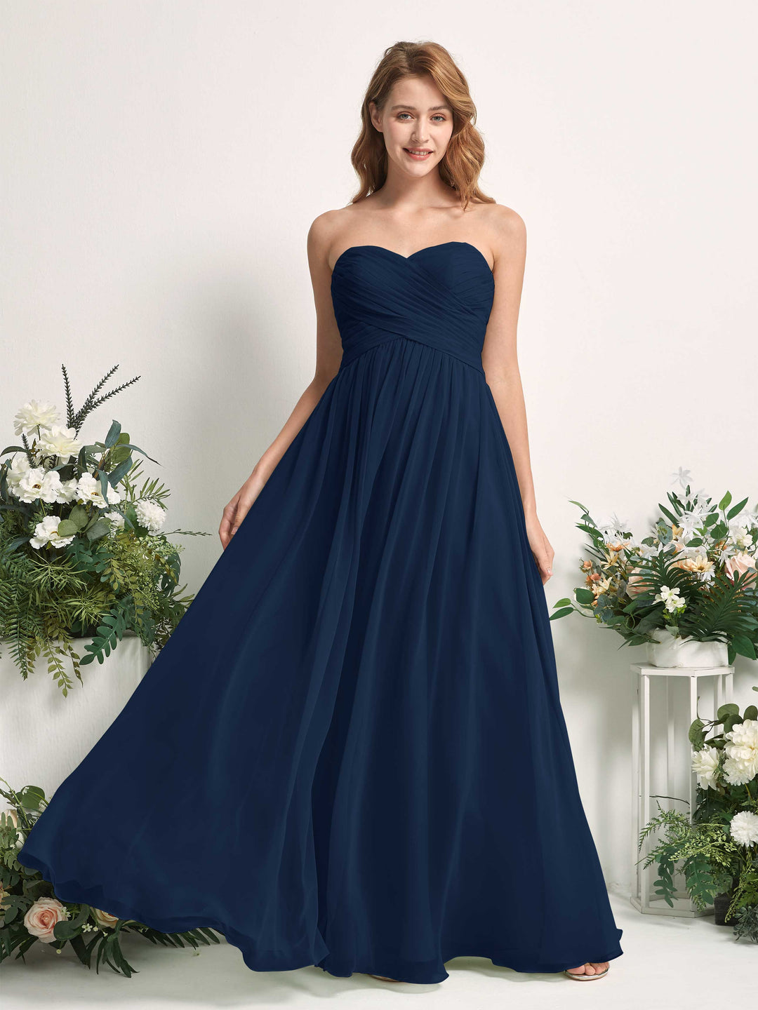 Carlyna Robe Trapèze Col cœur Longueur ras du sol Mousseline Froncé Demoiselle d&
