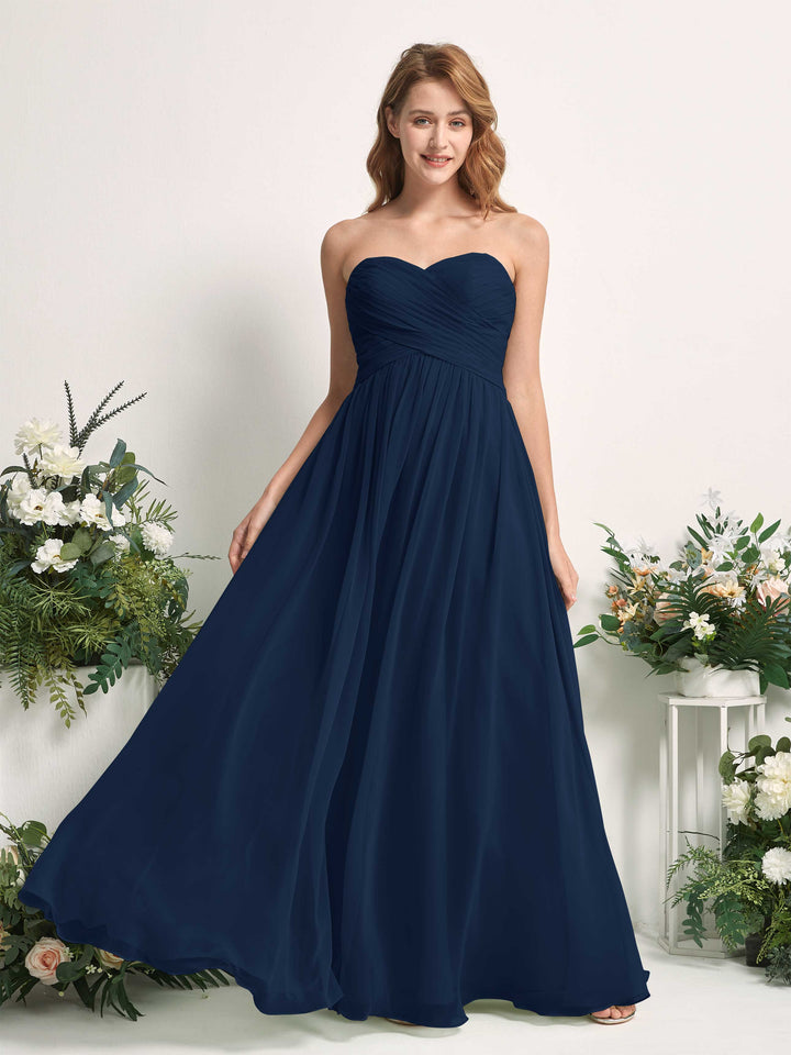 Carlyna Robe Trapèze Col cœur Longueur ras du sol Mousseline Froncé Demoiselle d&