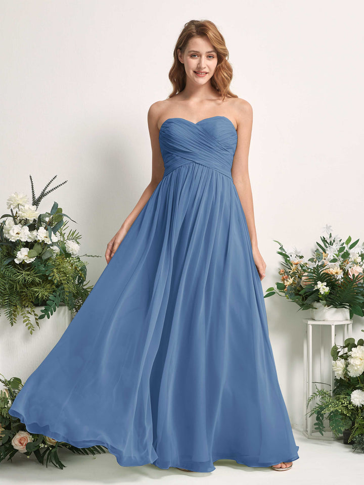 Carlyna Robe Trapèze Col cœur Longueur ras du sol Mousseline Froncé Demoiselle d&