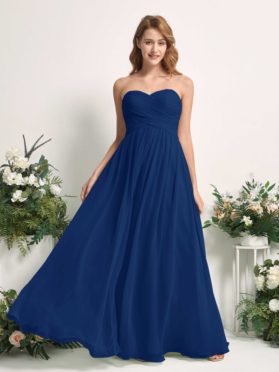 Carlyna Robe Trapèze Col cœur Longueur ras du sol Mousseline Froncé Demoiselle d&