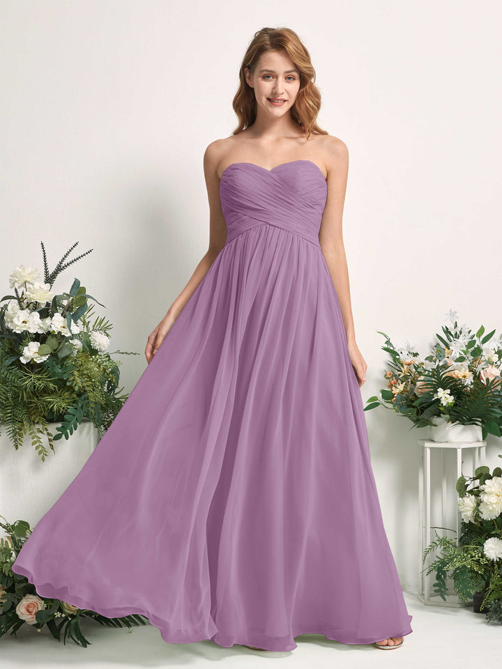 Carlyna Robe Trapèze Col cœur Longueur ras du sol Mousseline Froncé Demoiselle d&