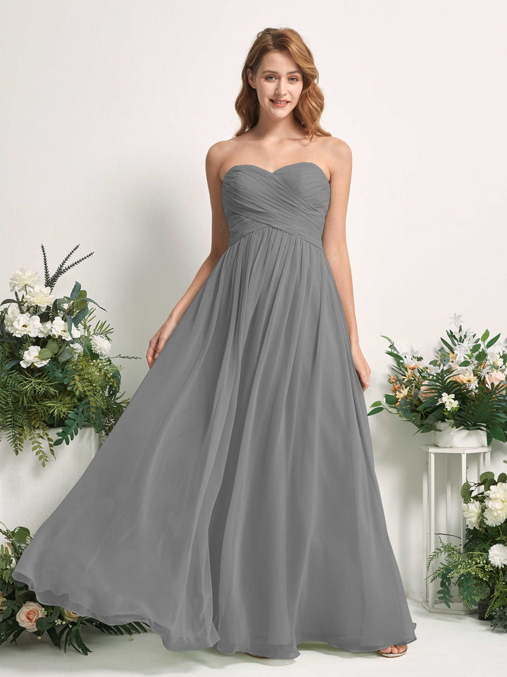 Carlyna Robe Trapèze Col cœur Longueur ras du sol Mousseline Froncé Demoiselle d&