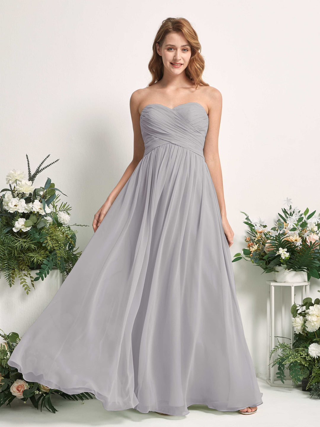 Carlyna Robe Trapèze Col cœur Longueur ras du sol Mousseline Froncé Demoiselle d&