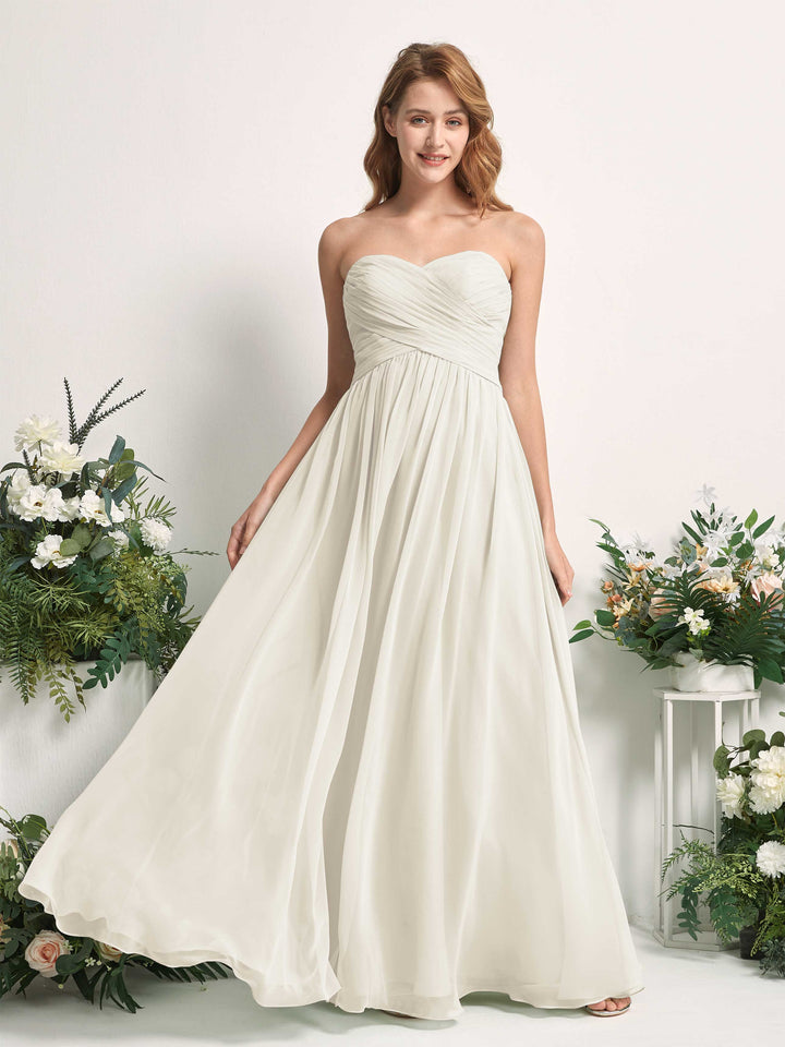 Carlyna Robe Trapèze Col cœur Longueur ras du sol Mousseline Froncé Demoiselle d&