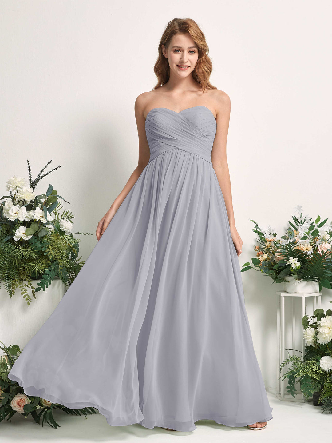 Carlyna Robe Trapèze Col cœur Longueur ras du sol Mousseline Froncé Demoiselle d&