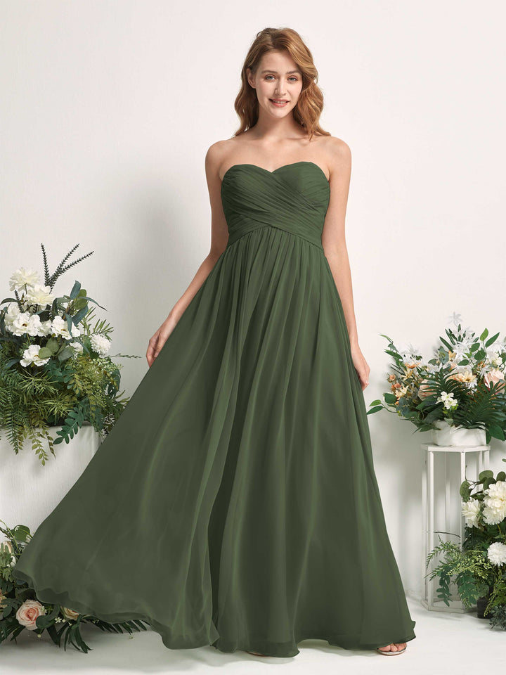 Carlyna Robe Trapèze Col cœur Longueur ras du sol Mousseline Froncé Demoiselle d&