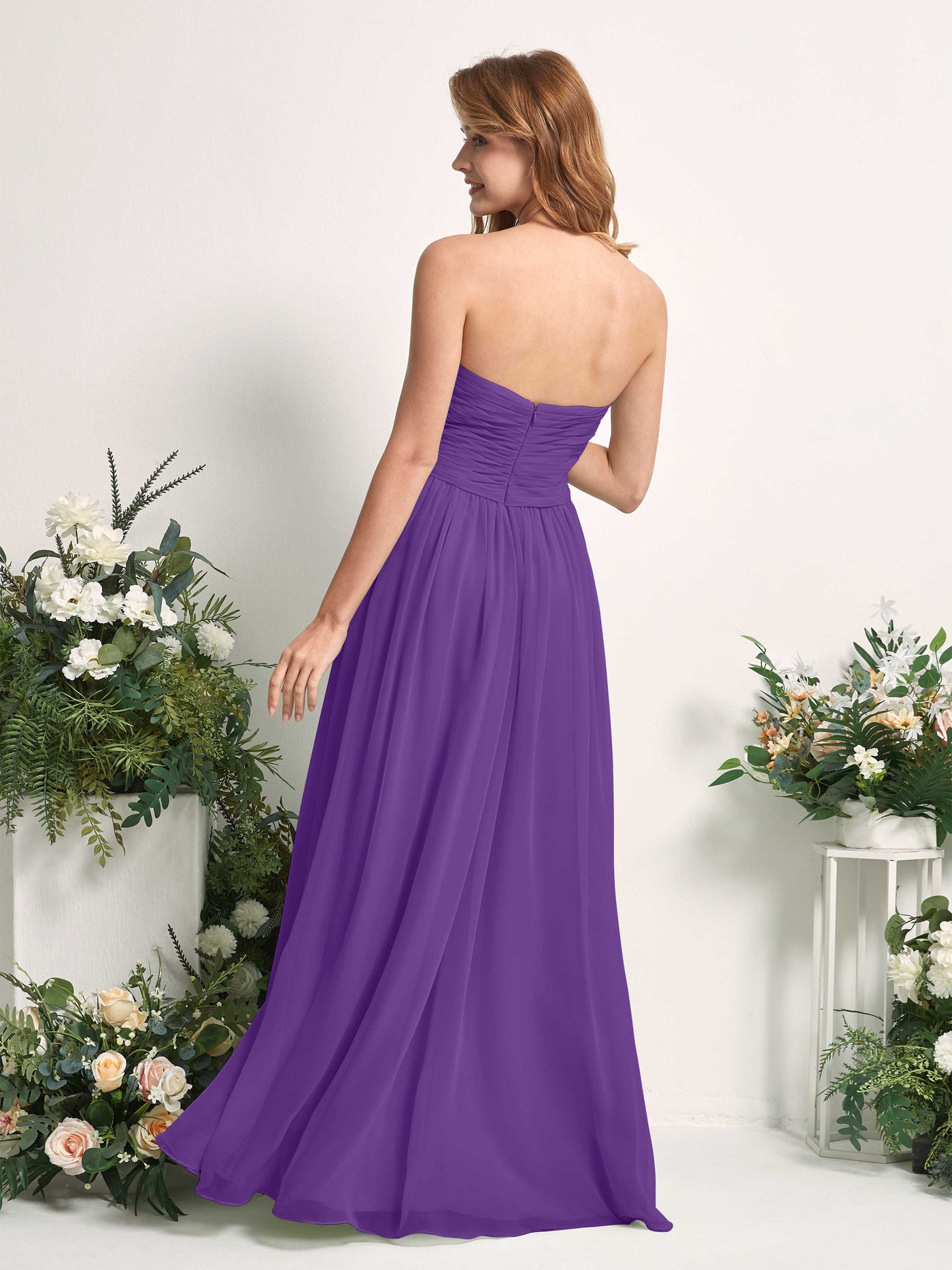 Carlyna Robe Trapèze Col cœur Longueur ras du sol Mousseline Froncé Demoiselle d'honneur Régence #couleur_r-gence