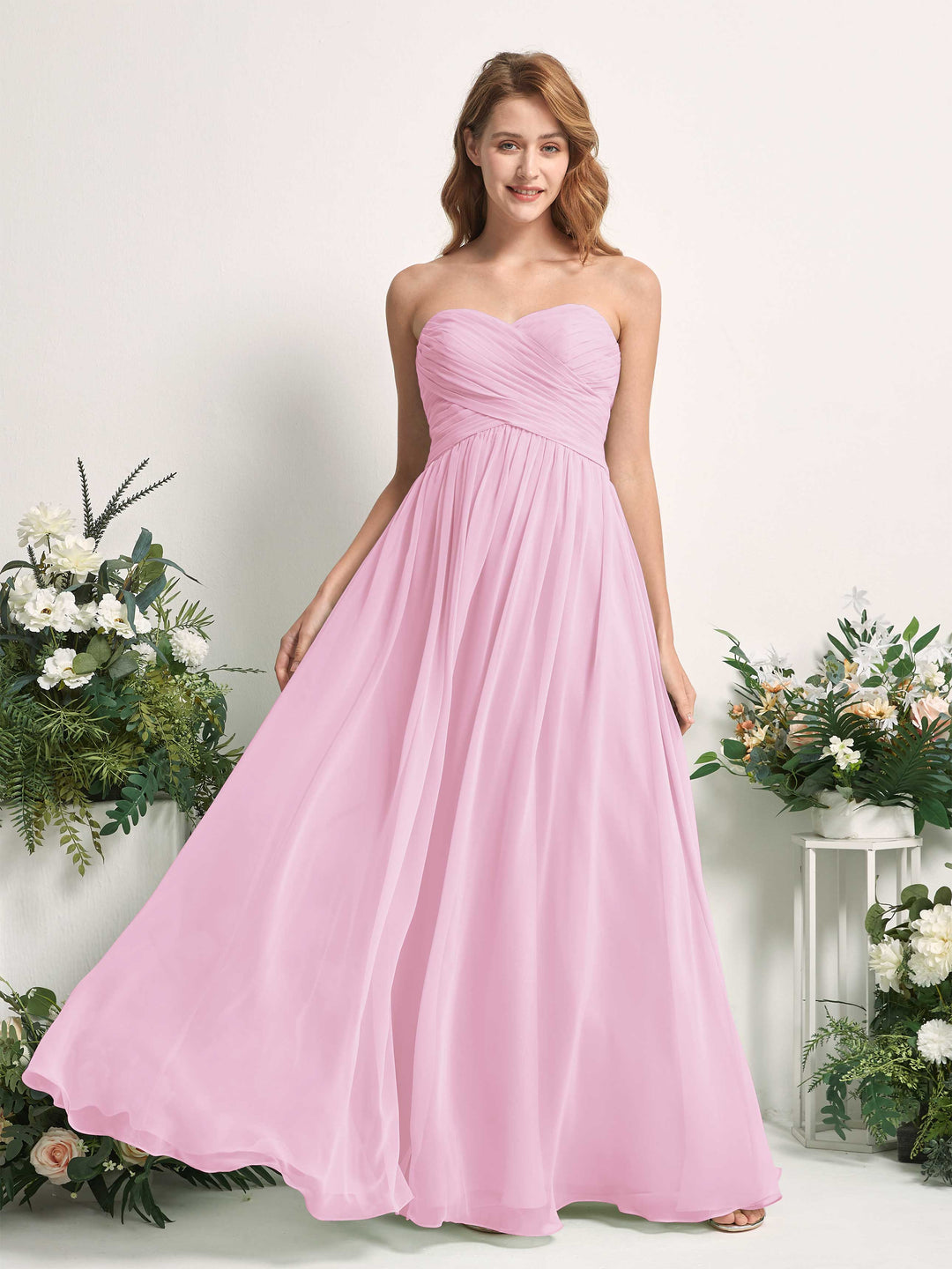 Carlyna Robe Trapèze Col cœur Longueur ras du sol Mousseline Froncé Demoiselle d&