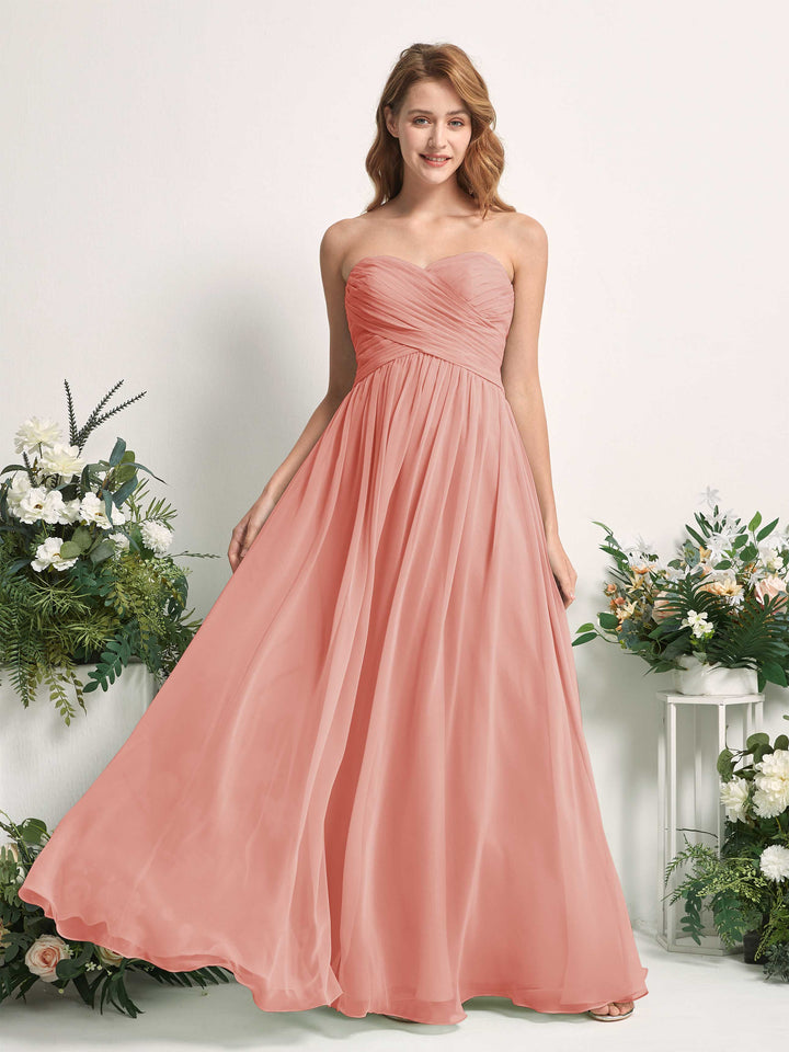 Carlyna Robe Trapèze Col cœur Longueur ras du sol Mousseline Froncé Demoiselle d&