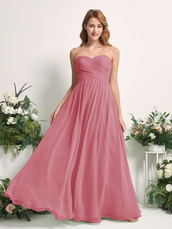 Carlyna Robe Trapèze Col cœur Longueur ras du sol Mousseline Froncé Demoiselle d&