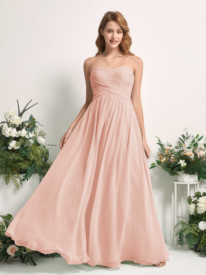 Carlyna Robe Trapèze Col cœur Longueur ras du sol Mousseline Froncé Demoiselle d&