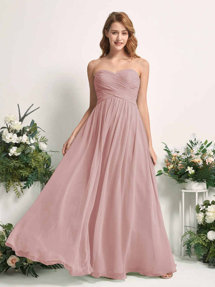 Carlyna Robe Trapèze Col cœur Longueur ras du sol Mousseline Froncé Demoiselle d&