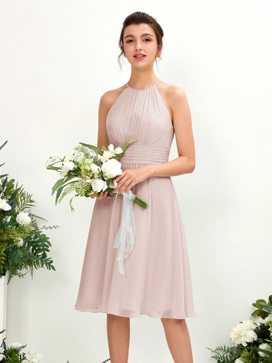 Carlyna Robe trapèze col rond longueur genou mousseline demoiselle d&