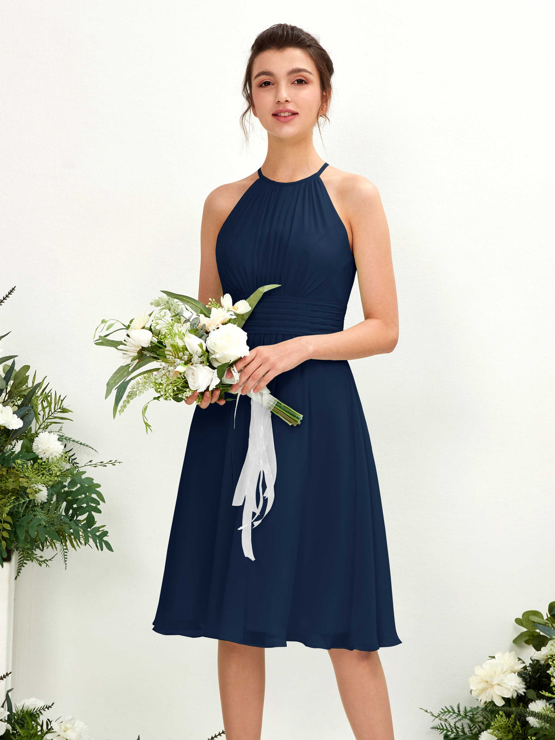 Carlyna Robe trapèze col rond longueur genou mousseline demoiselle d&
