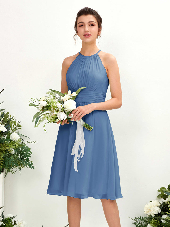 Carlyna Robe trapèze col rond longueur genou mousseline demoiselle d&