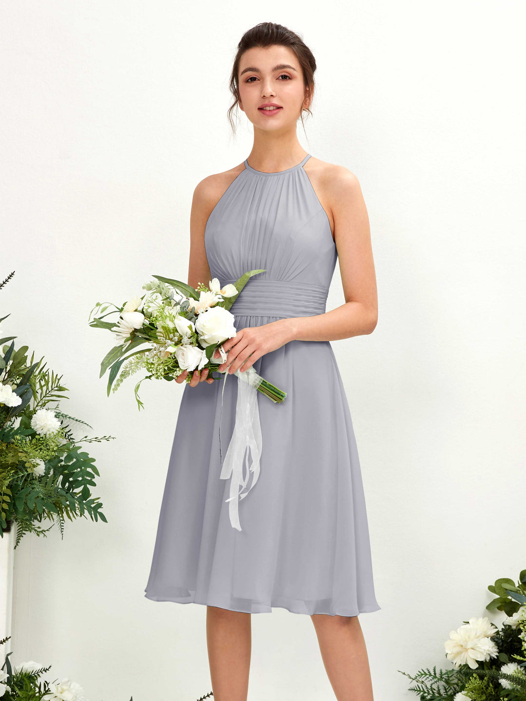 Carlyna Robe trapèze col rond longueur genou mousseline demoiselle d&