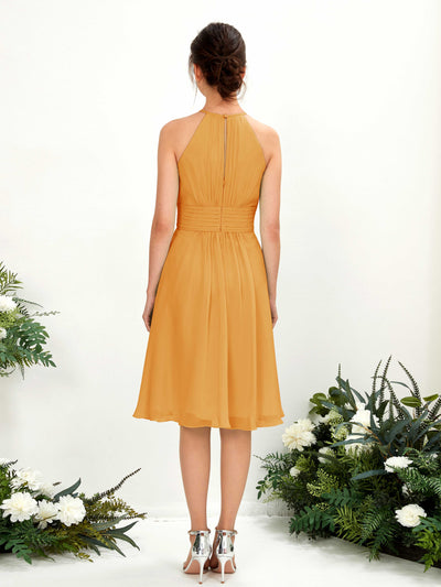 Carlyna Robe trapèze col rond longueur genou mousseline demoiselle d'honneur Mangue #couleur_mangue
