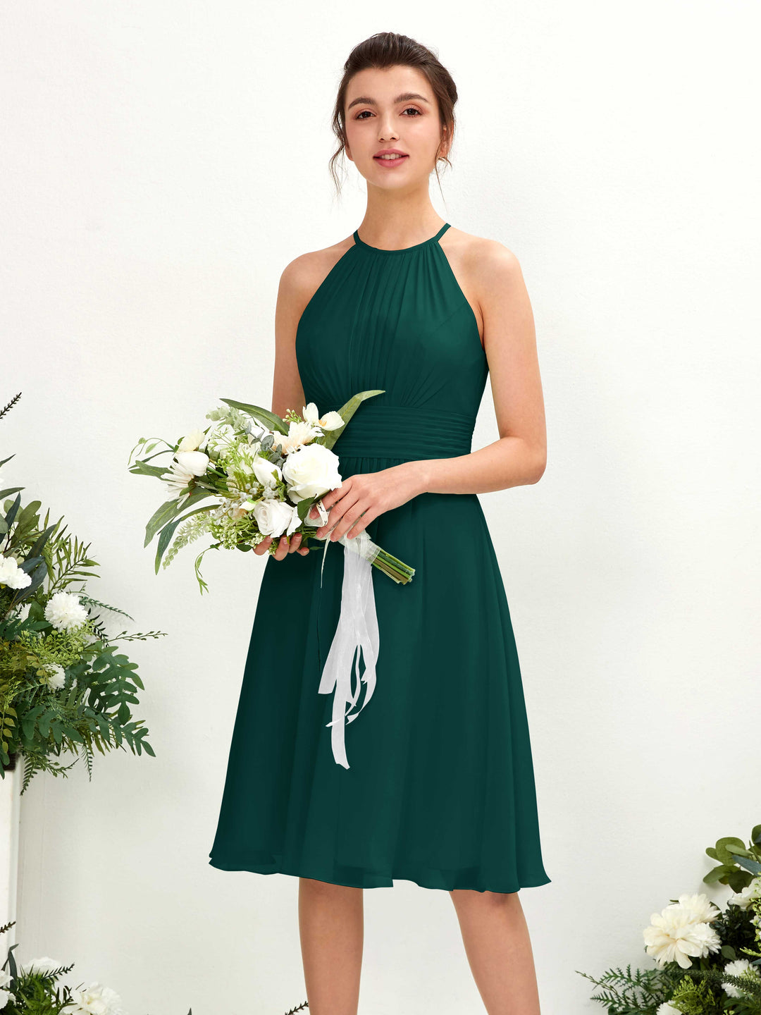 Carlyna Robe trapèze col rond longueur genou mousseline demoiselle d&