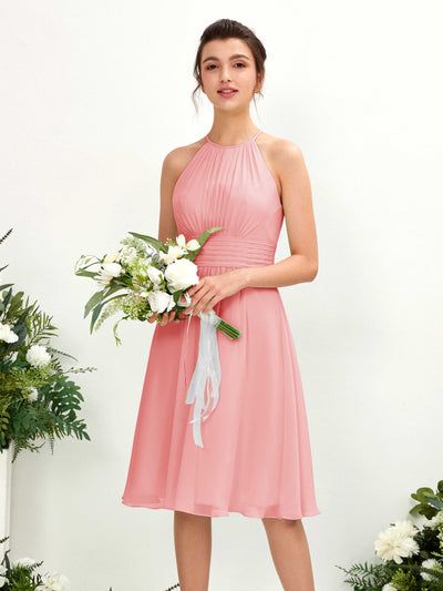Carlyna Robe trapèze col rond longueur genou mousseline demoiselle d'honneur Rose Ballet #couleur_rose-ballet