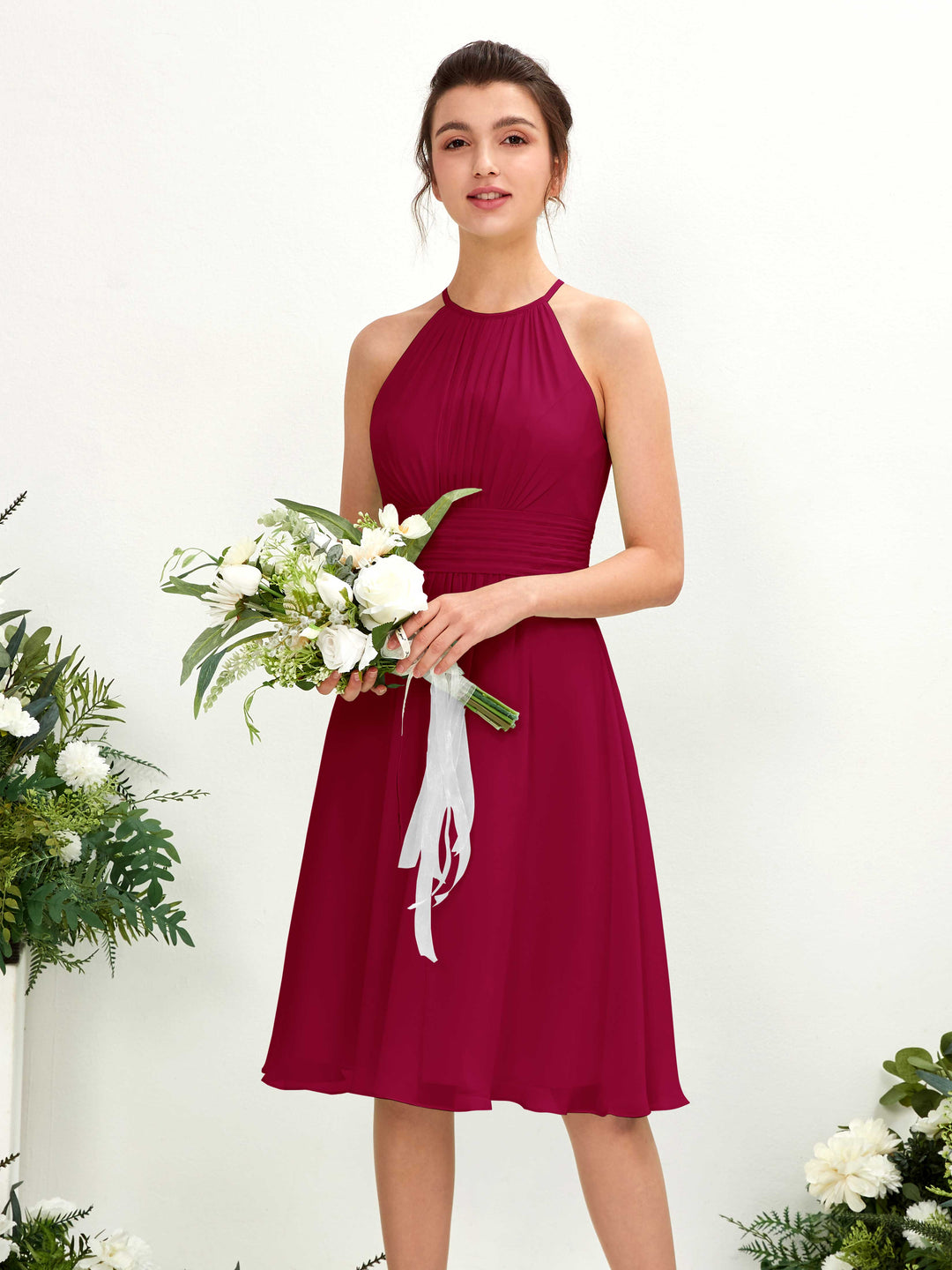 Carlyna Robe trapèze col rond longueur genou mousseline demoiselle d&