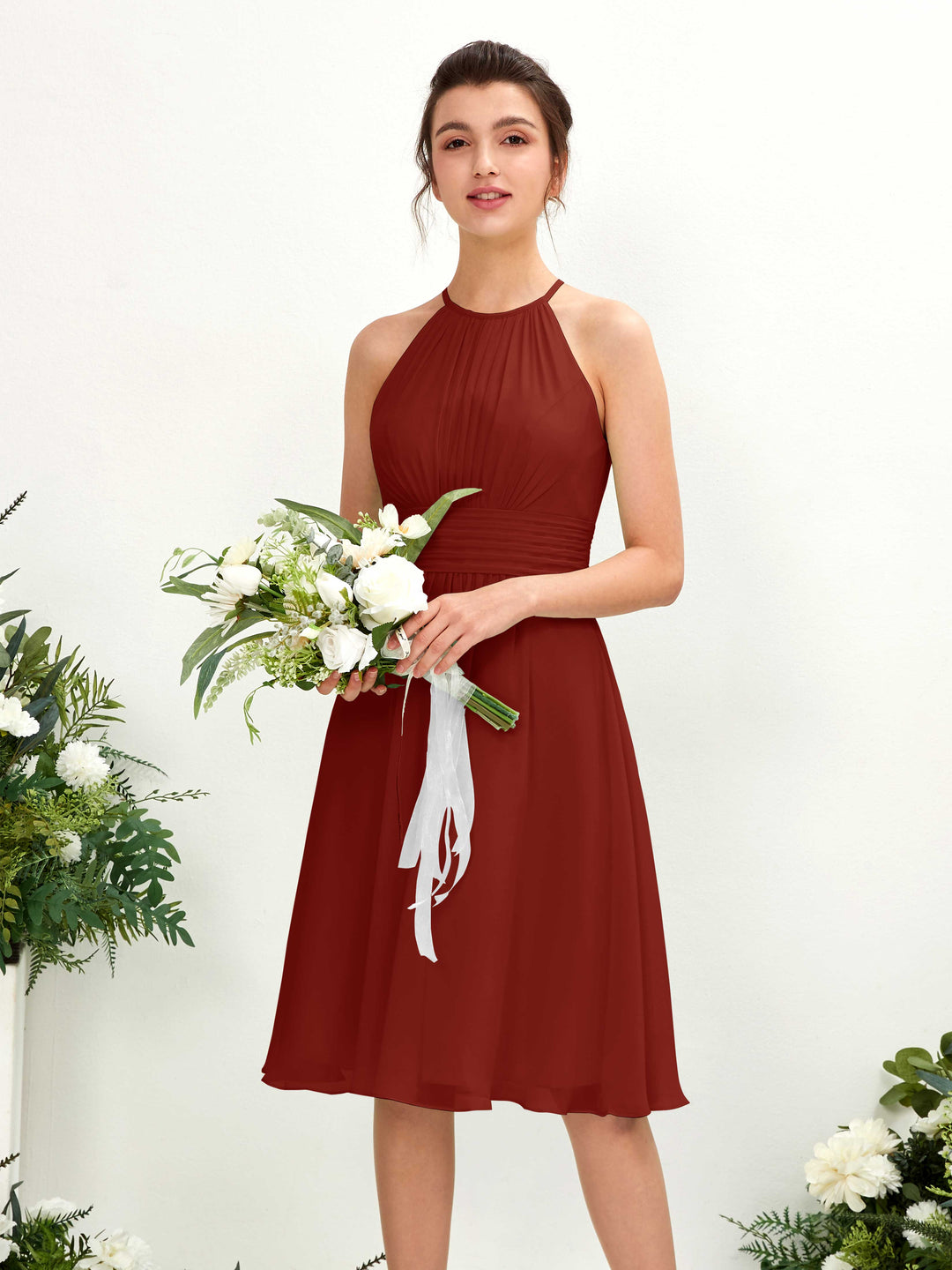 Carlyna Robe trapèze col rond longueur genou mousseline demoiselle d&