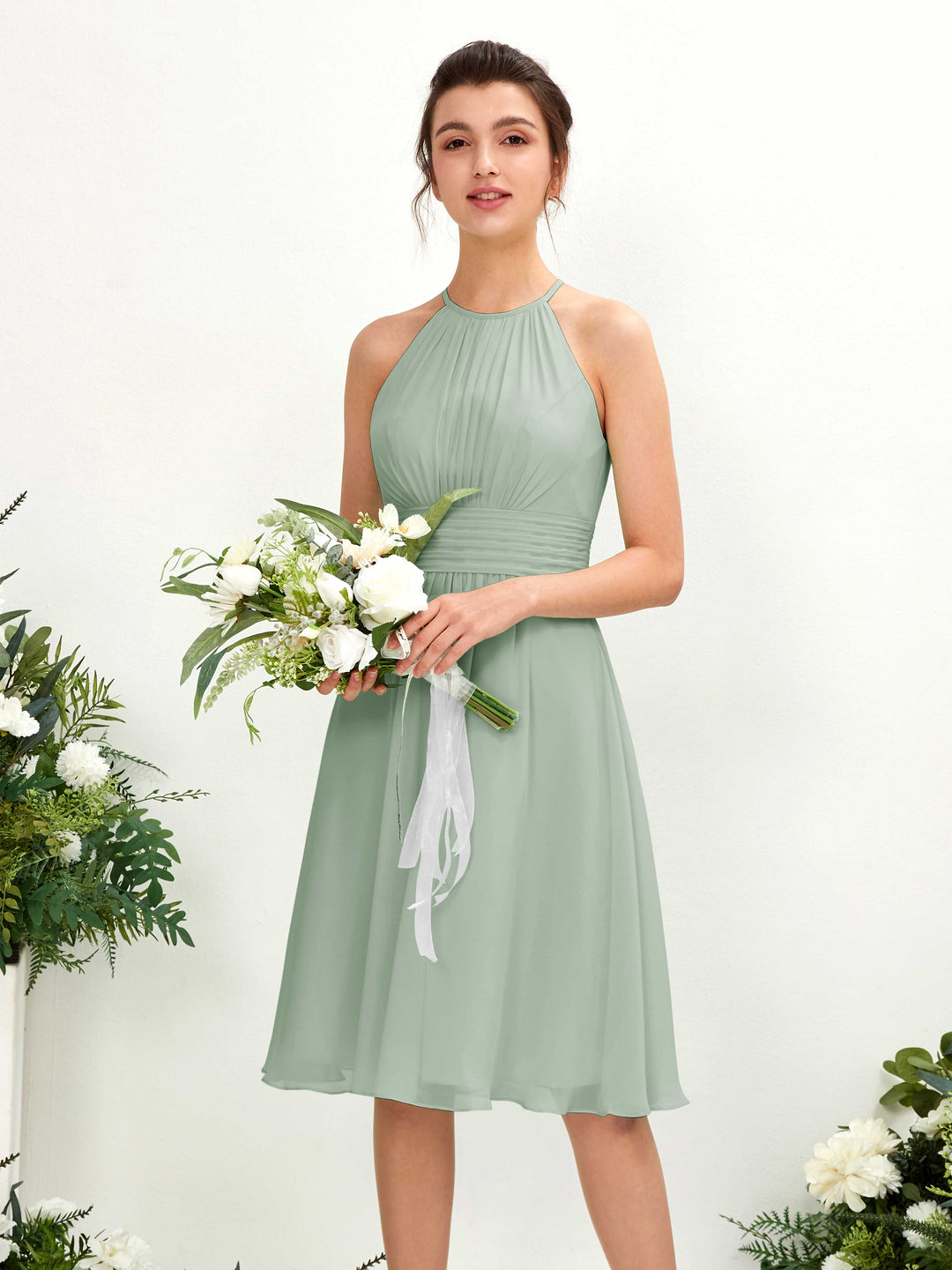 Carlyna Robe trapèze col rond longueur genou mousseline demoiselle d&
