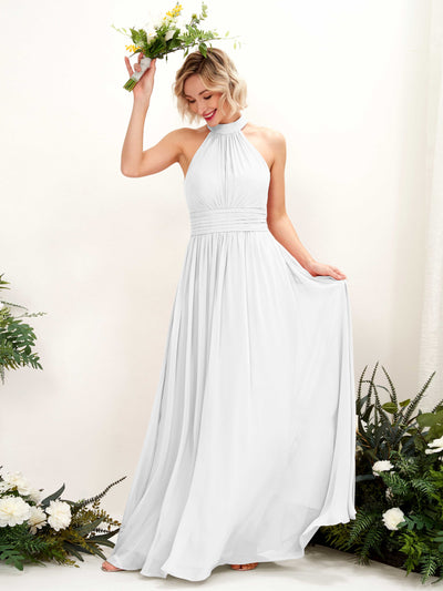 Carlyna Robe Trapèze Col Rond Longueur Ras du Sol Demoiselle d'Honneur Blanc #couleur_blanc