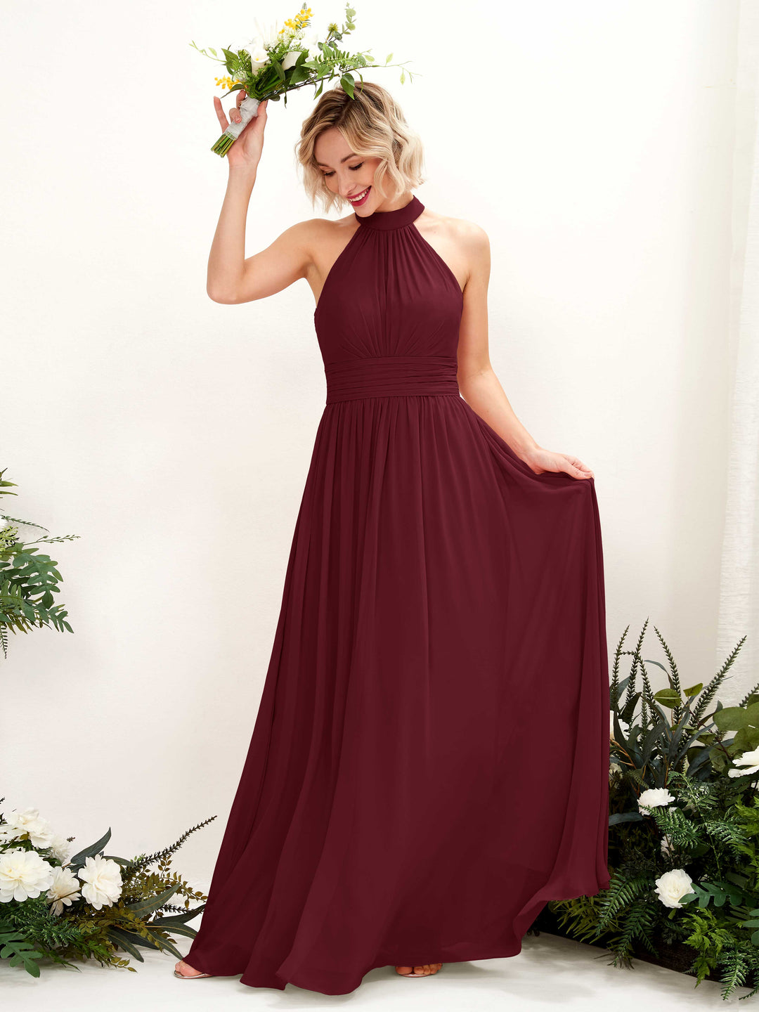 Carlyna Robe Trapèze Col Rond Longueur Ras du Sol Demoiselle d&