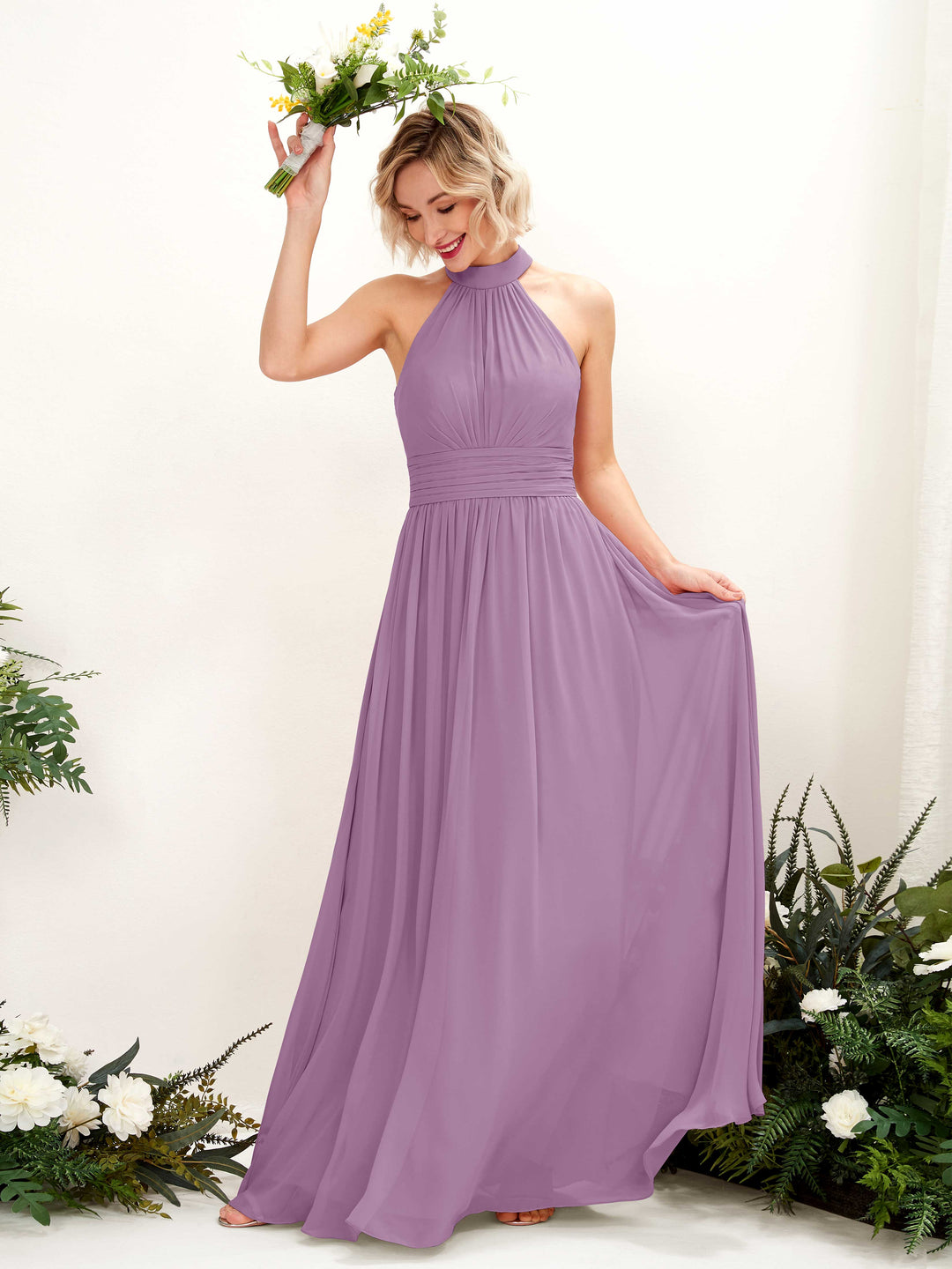 Carlyna Robe Trapèze Col Rond Longueur Ras du Sol Demoiselle d&