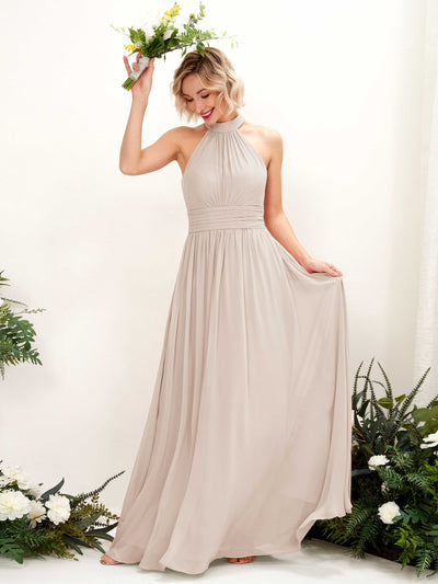 Carlyna Robe Trapèze Col Rond Longueur Ras du Sol Demoiselle d'Honneur Champagne #couleur_champagne