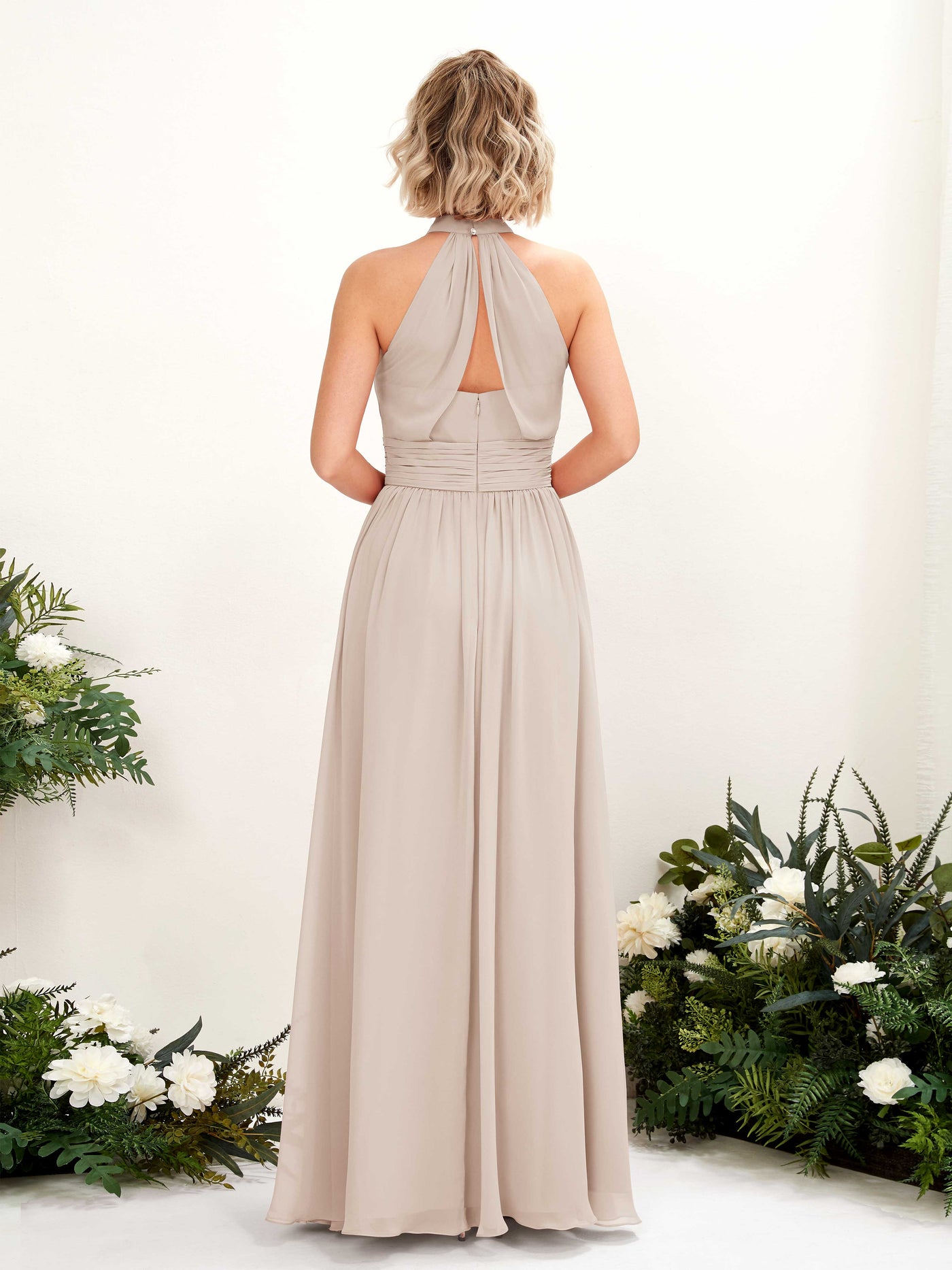 Carlyna Robe Trapèze Col Rond Longueur Ras du Sol Demoiselle d'Honneur Champagne #couleur_champagne