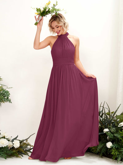 Carlyna Robe Trapèze Col Rond Longueur Ras du Sol Demoiselle d'Honneur Chianti #couleur_chianti