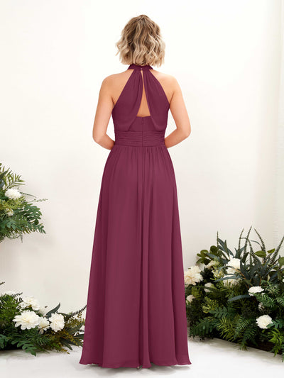 Carlyna Robe Trapèze Col Rond Longueur Ras du Sol Demoiselle d'Honneur Chianti #couleur_chianti
