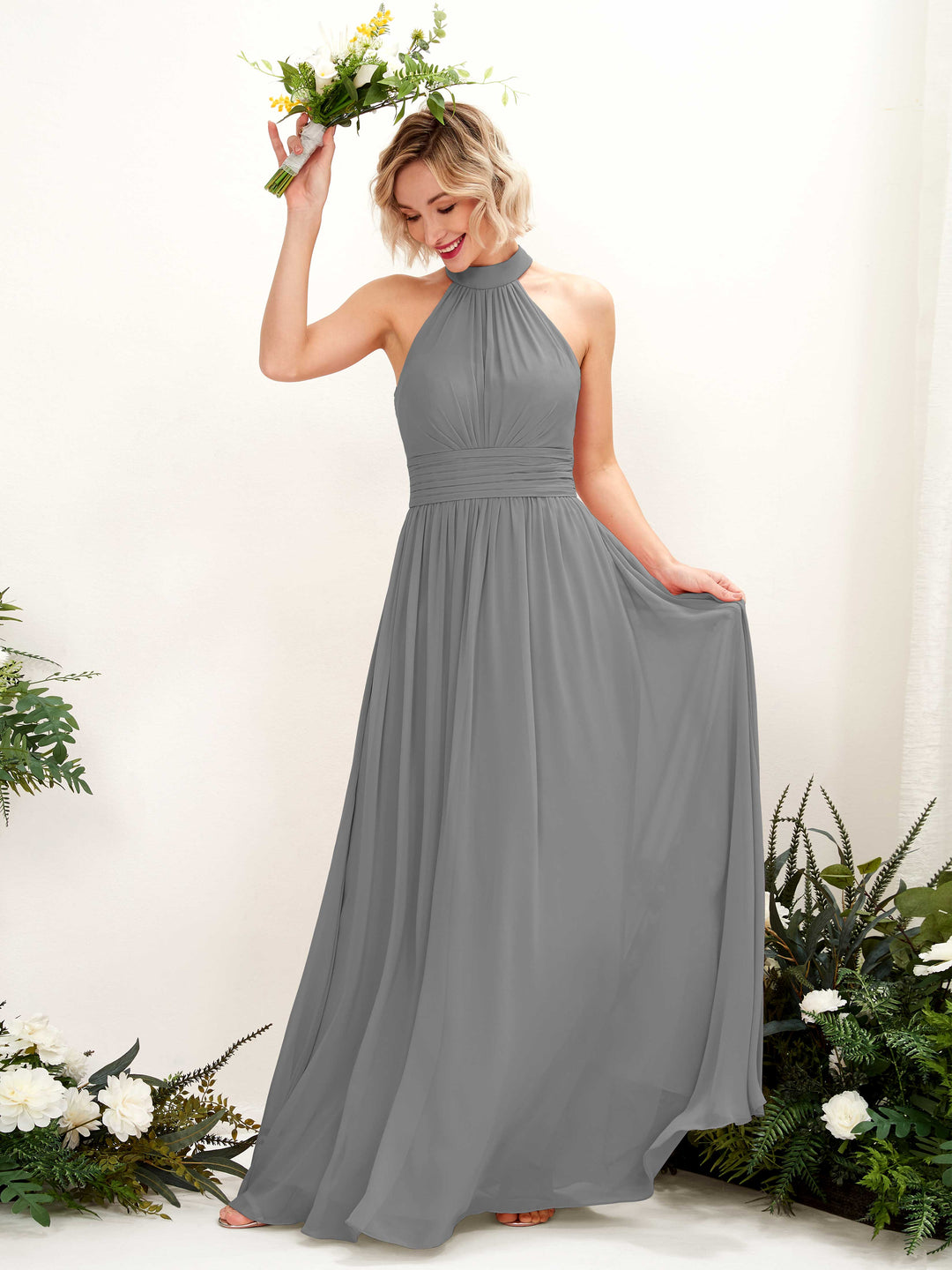 Carlyna Robe Trapèze Col Rond Longueur Ras du Sol Demoiselle d&