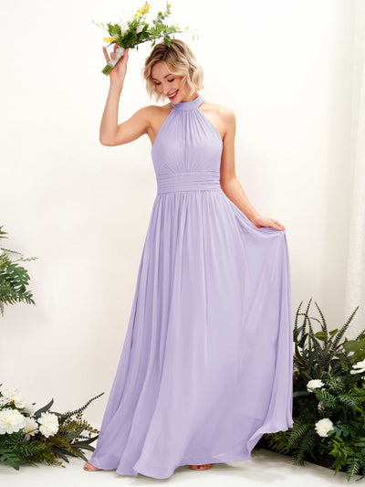 Carlyna Robe Trapèze Col Rond Longueur Ras du Sol Demoiselle d'Honneur Lilas #couleur_lilas