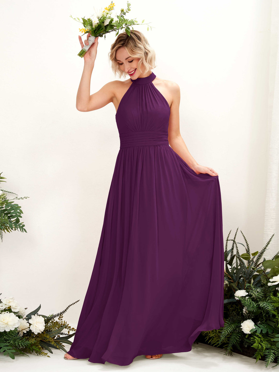 Carlyna Robe Trapèze Col Rond Longueur Ras du Sol Demoiselle d&