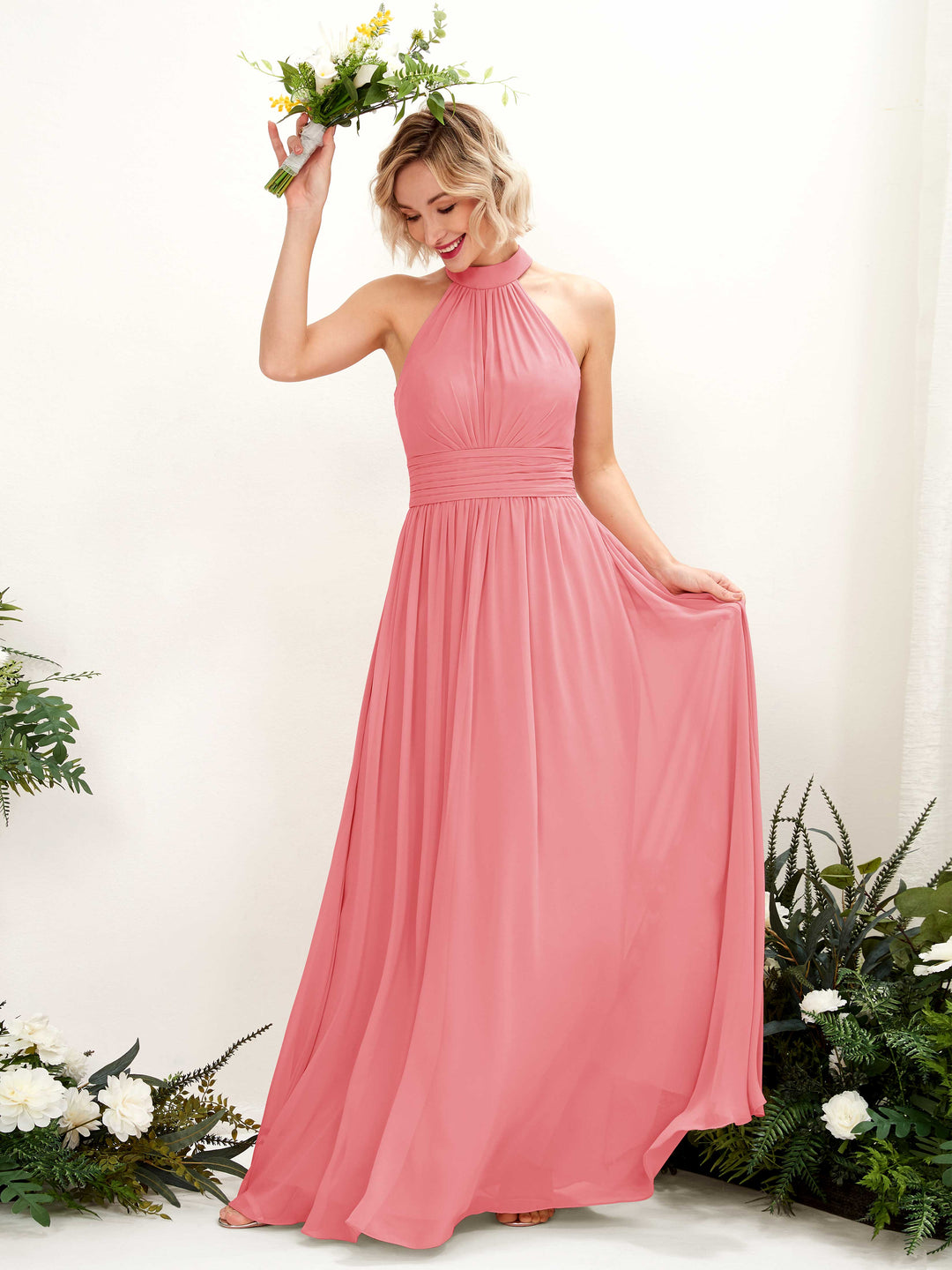 Carlyna Robe Trapèze Col Rond Longueur Ras du Sol Demoiselle d&