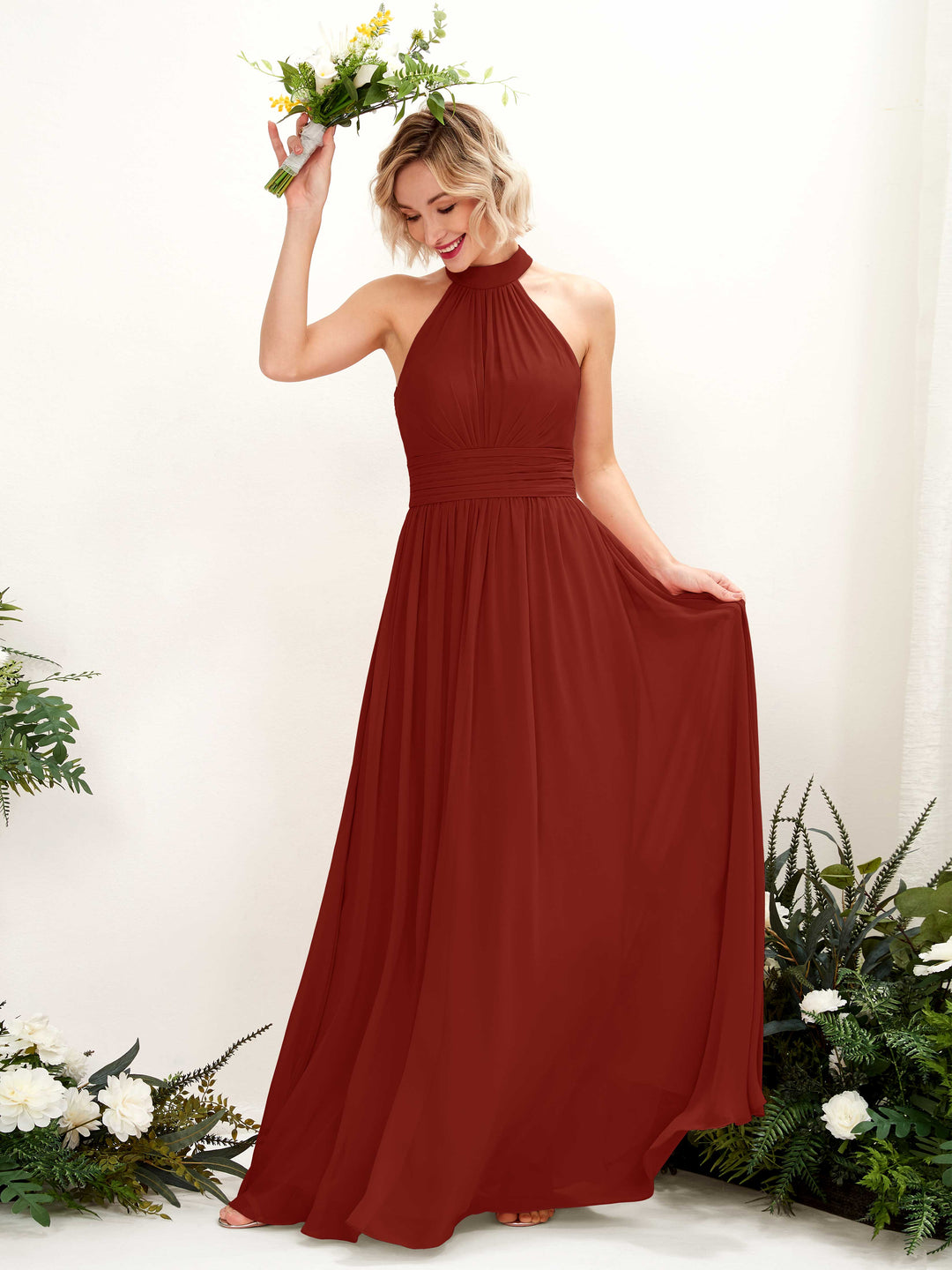 Carlyna Robe Trapèze Col Rond Longueur Ras du Sol Demoiselle d&