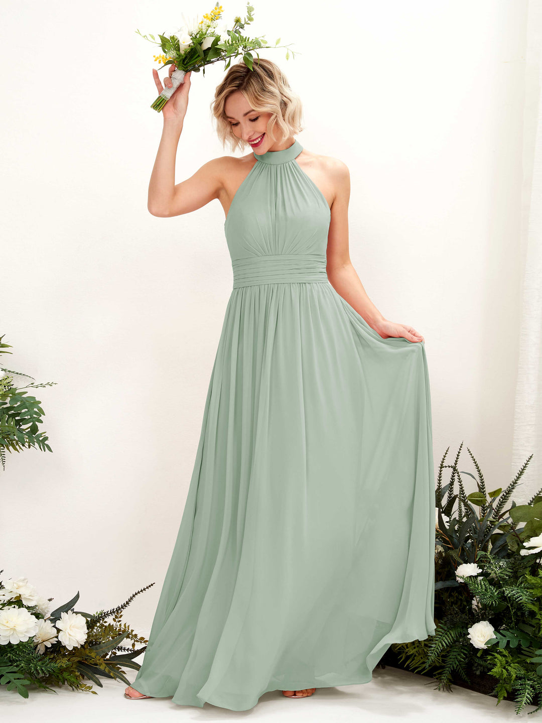 Carlyna Robe Trapèze Col Rond Longueur Ras du Sol Demoiselle d&