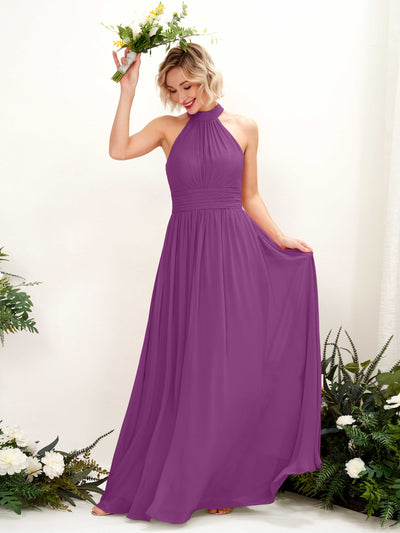 Carlyna Robe Trapèze Col Rond Longueur Ras du Sol Demoiselle d'Honneur Violet #couleur_violet