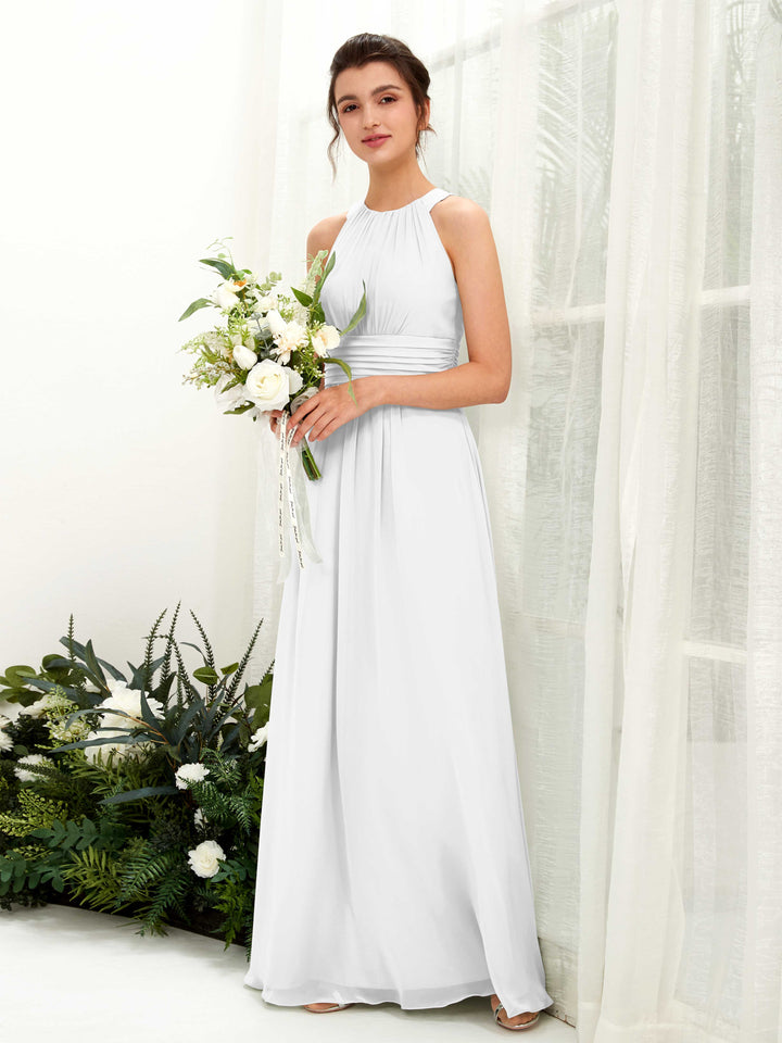 Carlyna Robe trapèze col rond longueur ras du sol froncé demoiselle d&