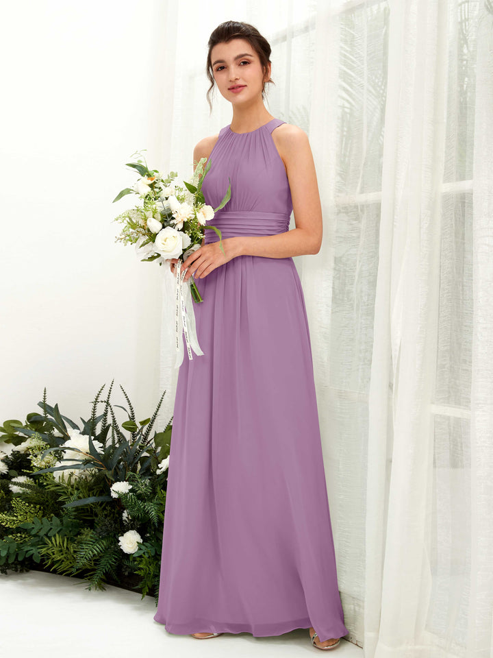 Carlyna Robe trapèze col rond longueur ras du sol froncé demoiselle d&